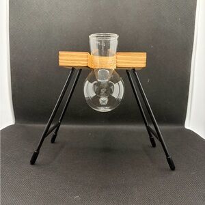 Modern Glass and Wood Plant Propagation with Bulb Vase and Stand